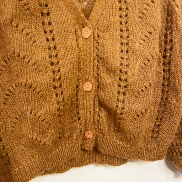 Rare! EUC Sezane Dereck Mohair Merino Cardigan Brown Large - Picture 4 of 7